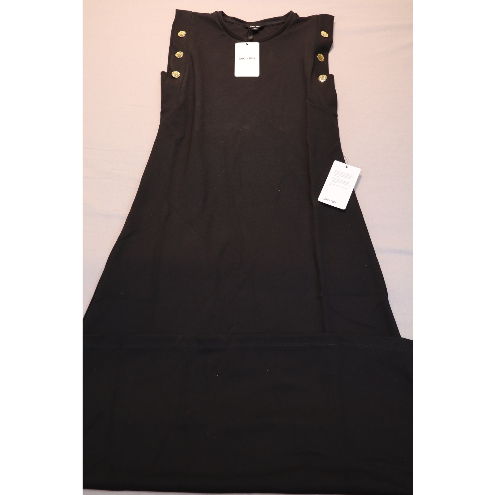 New Saint + Sofia Rowan Maxi Dress Women's Black Sleeveless Slit Tank Size 6 — image 2 of 5